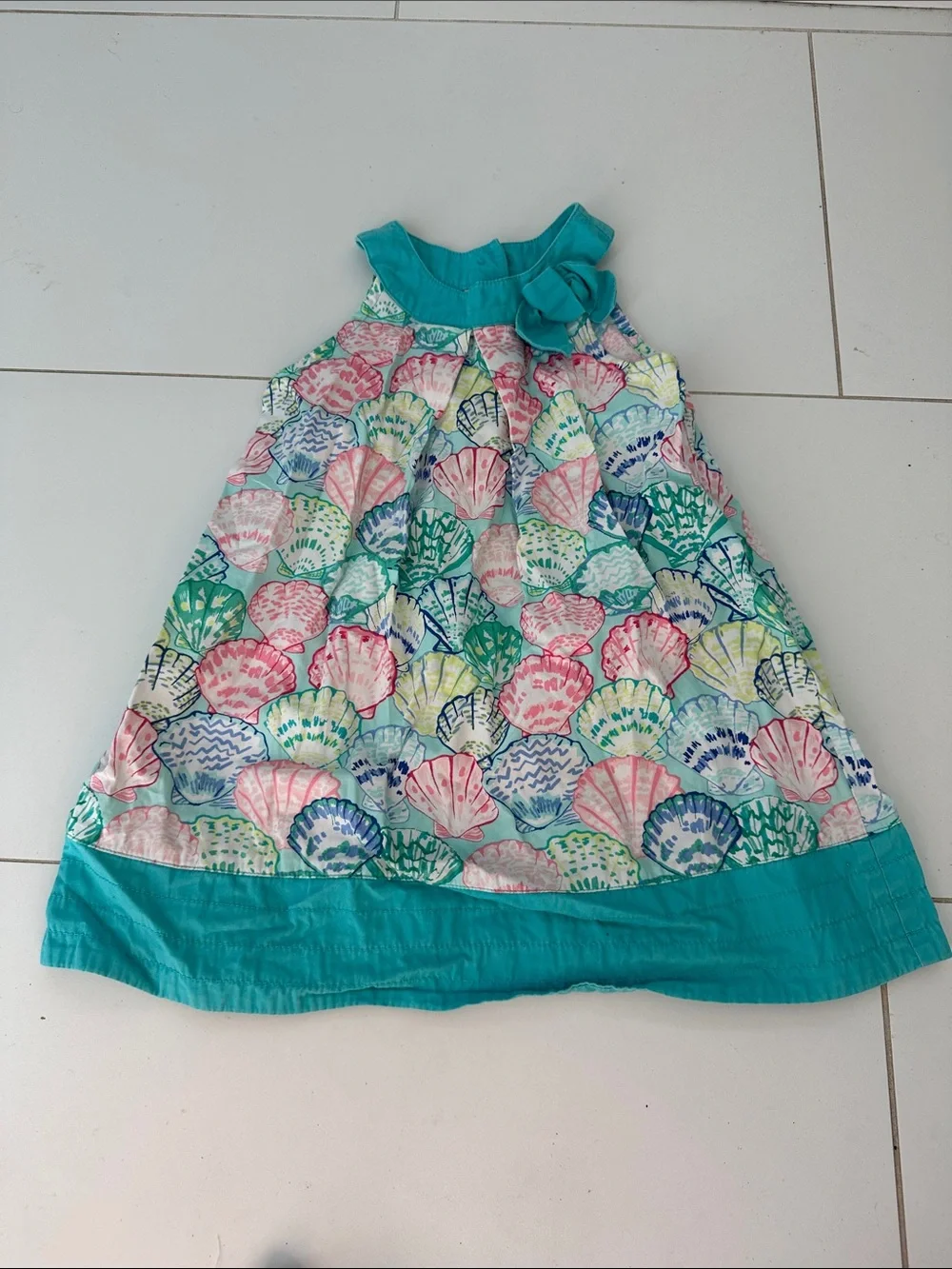 Gymboree Teal Trim Multicolor Seashell Print Sundress 3T